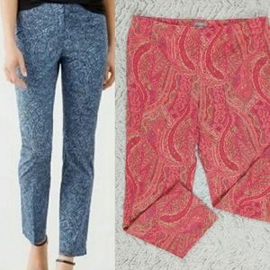 J.JILL Coral Pink Paisley Cropped Pants 10